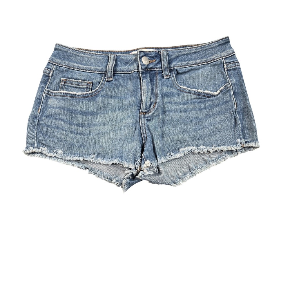 PINK Victoria's Secret Shorts Womens 2 Blue Denim Cutoff Frayed Hem Stretch